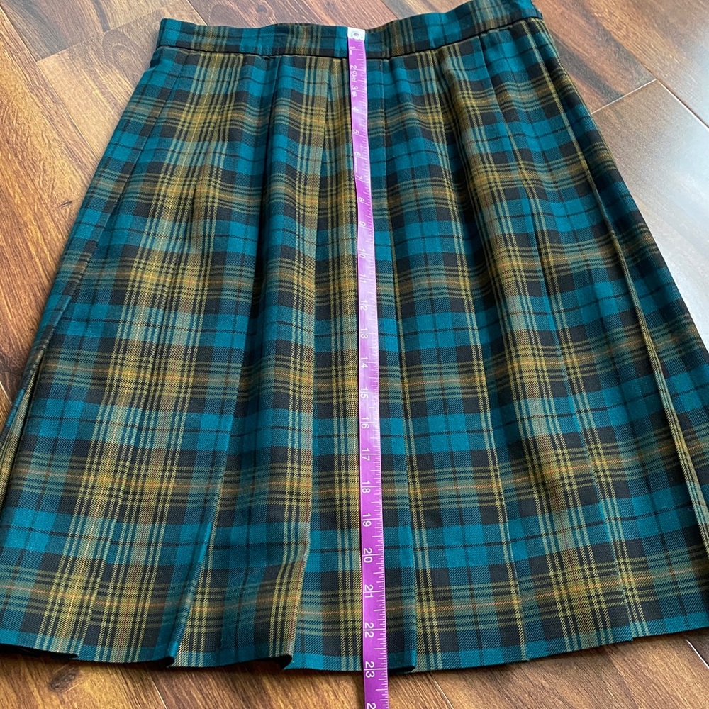 VTG LL Bean Pleated Wool Rayon Midi Skirt Lined Side Zip - Picture 7 of 8